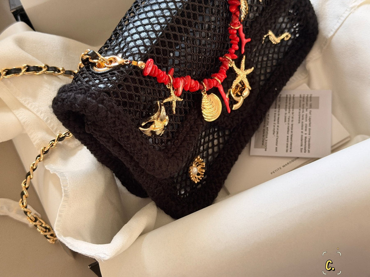 Chanel Coco Beach Woven Marine Charm Flap Bag — detail