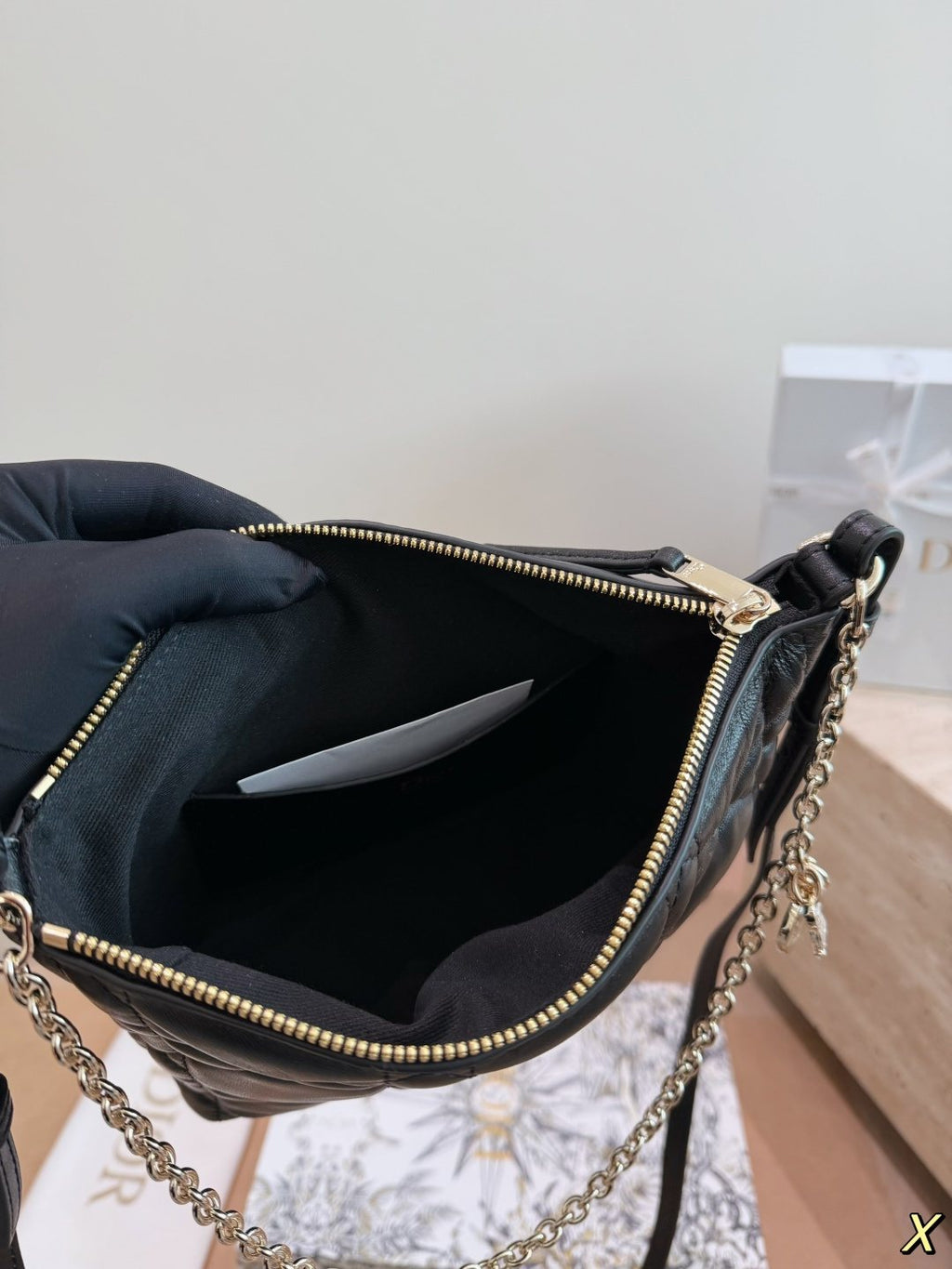 Dior Diorling Quilted Hobo Shoulder Bag — front