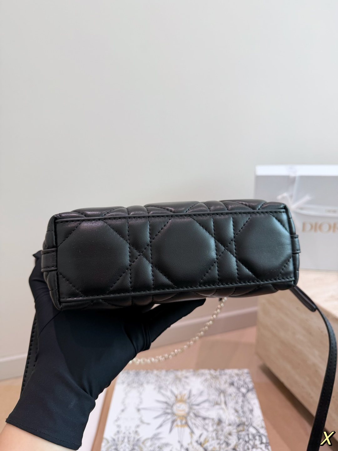 Dior Diorling Quilted Hobo Shoulder Bag — detail