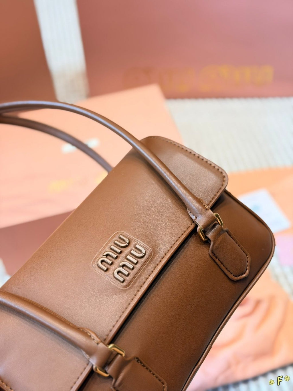 Miu Miu Twin-Handle Flap Shoulder Bag — detail
