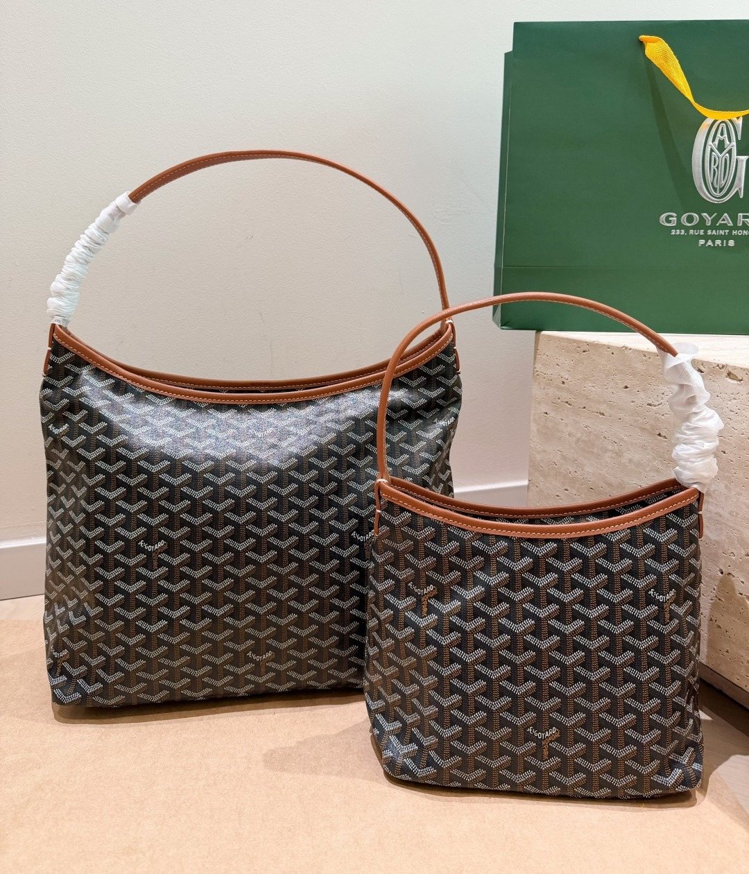 Goyard Patterned Canvas Hobo Shoulder Bag — comparison