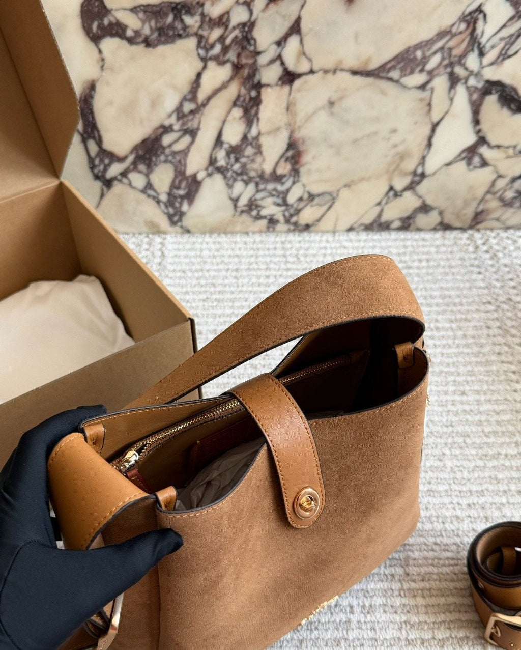 Coach Rounded-Tab Bucket Bag — detail