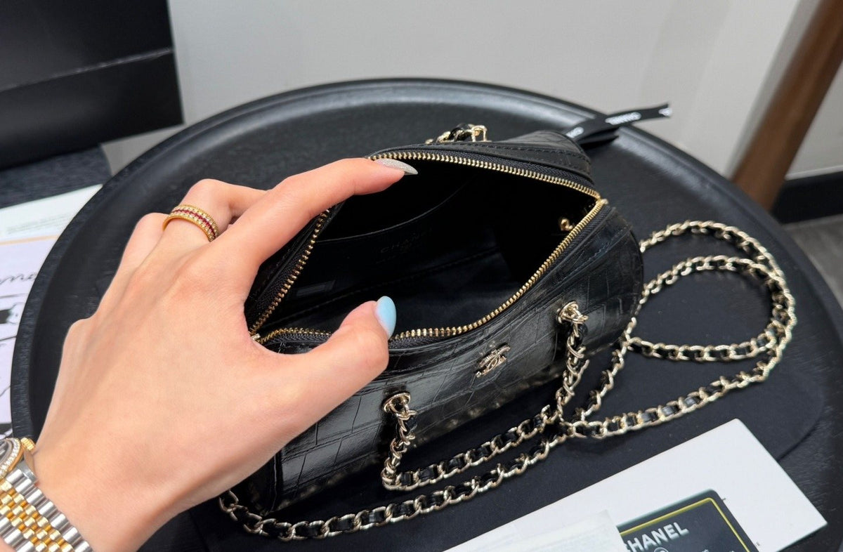 Chanel Chain-Handle Bowling Bag — detail