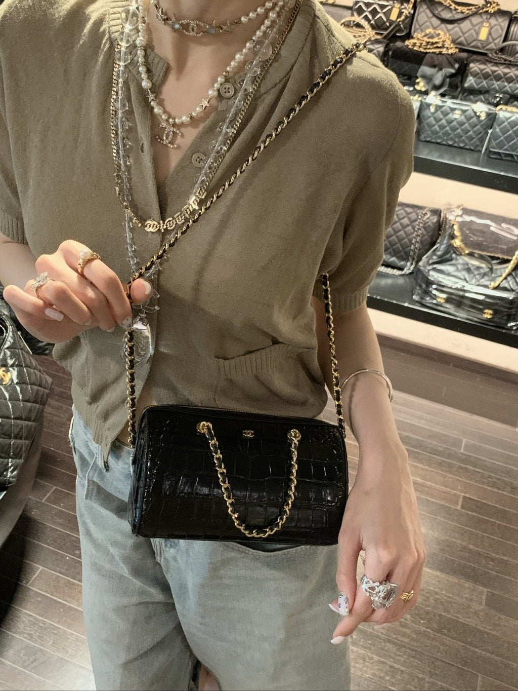 Chanel Chain-Handle Bowling Bag — model