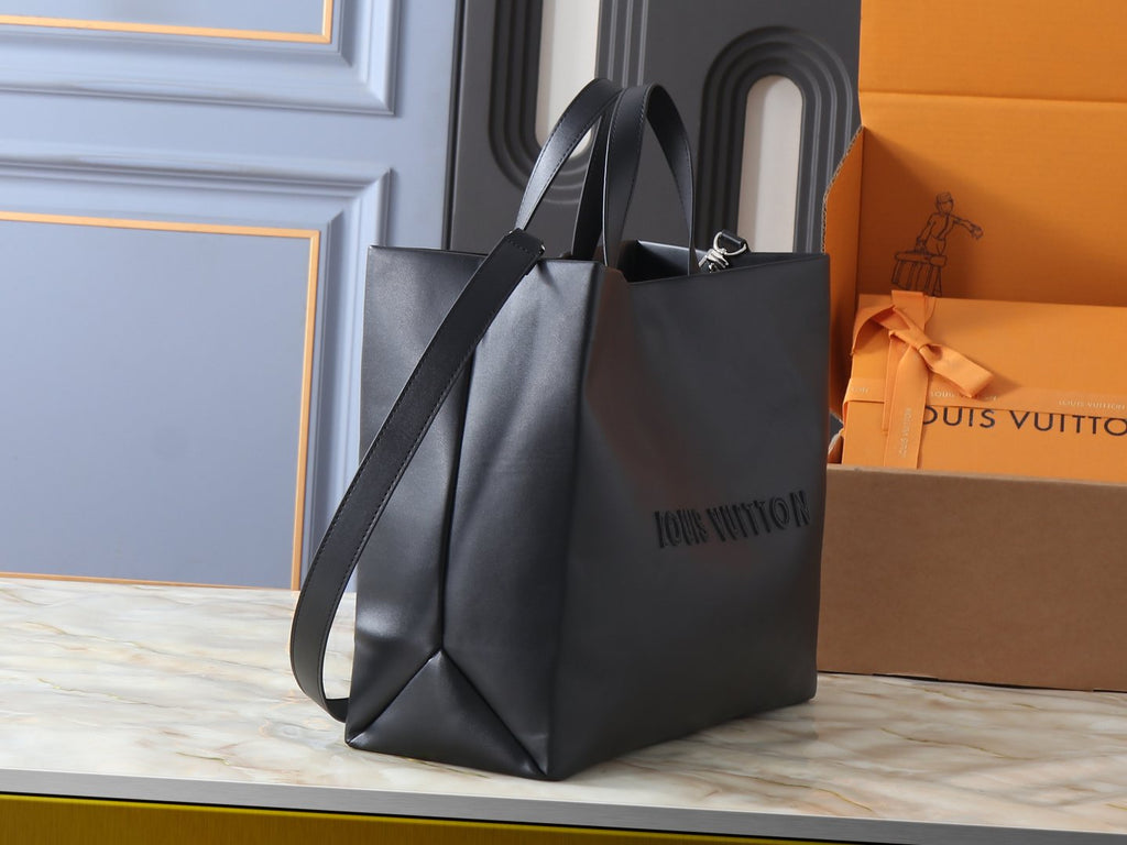 Louis Vuitton Shopper Black Tote Bag — side