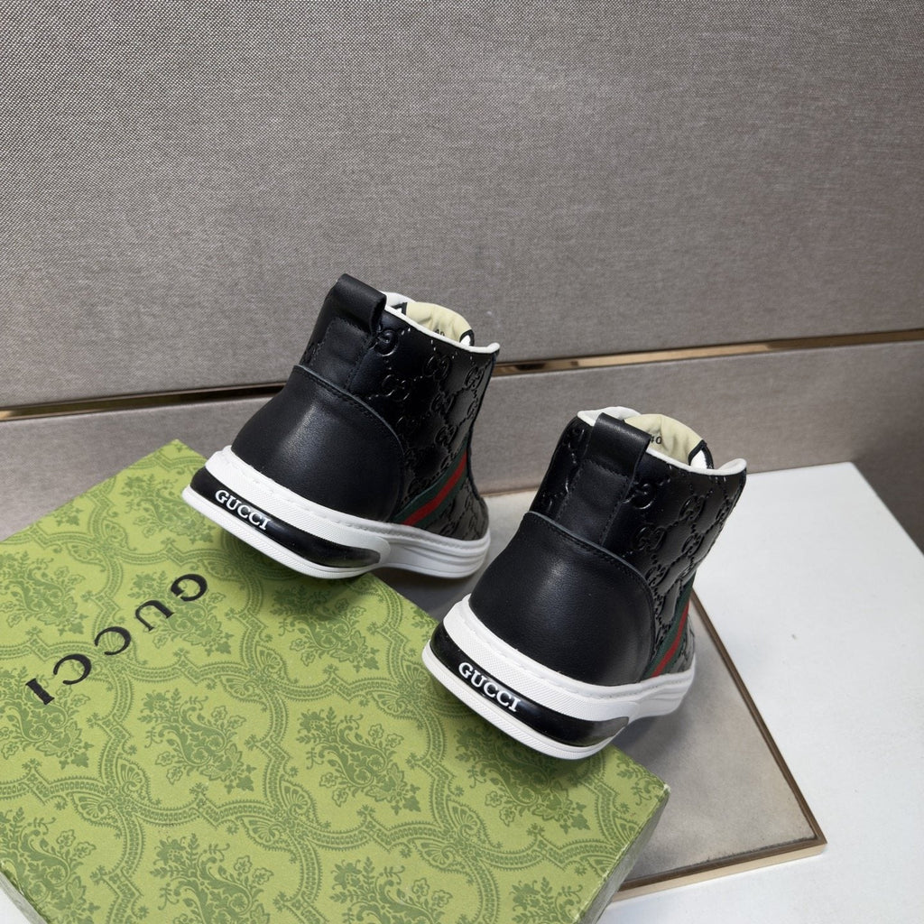 Gucci Green and Red Stripe High-Top Sneakers — front