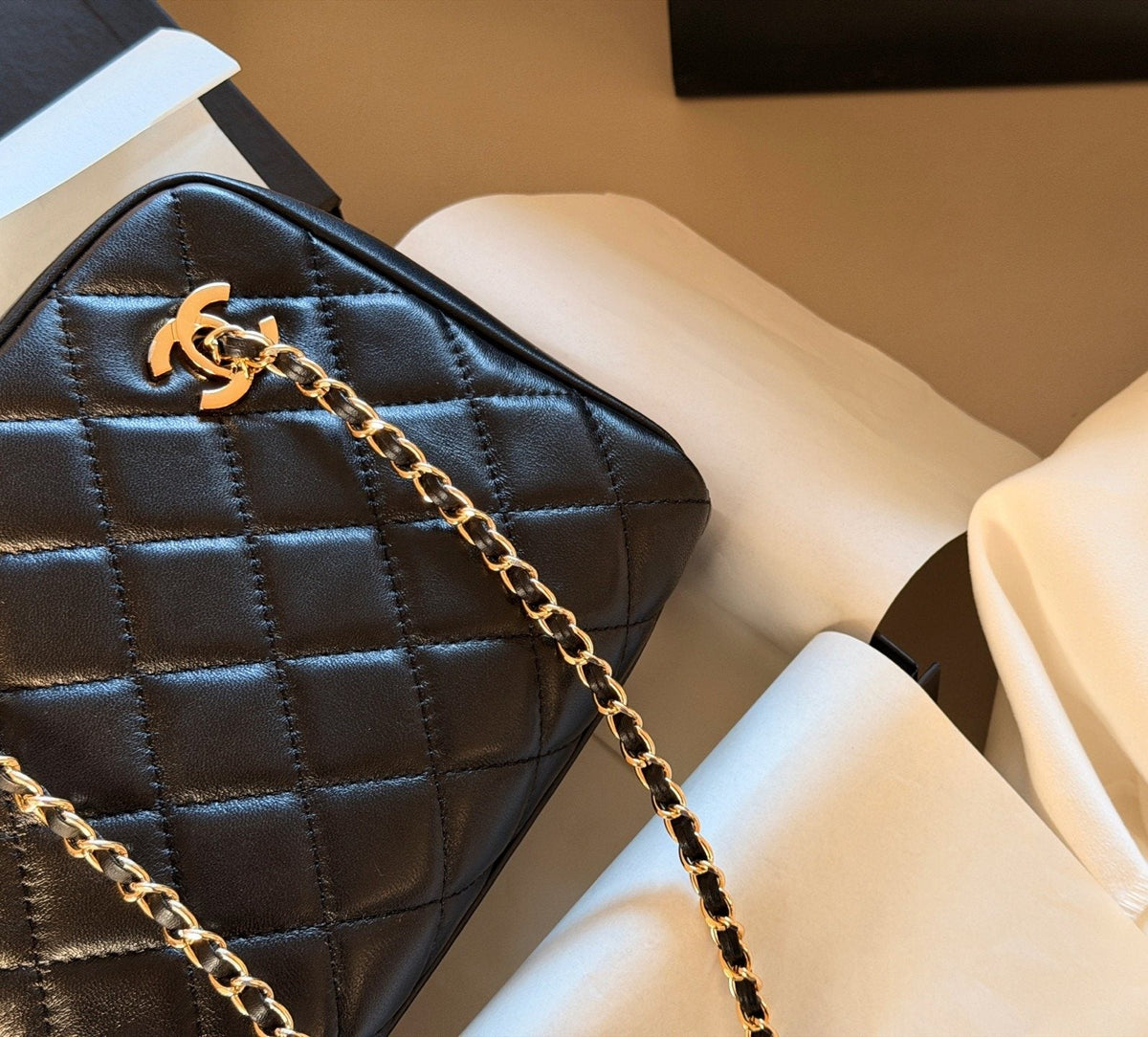 Chanel Quilted Bowling Chain Shoulder Bag — detail