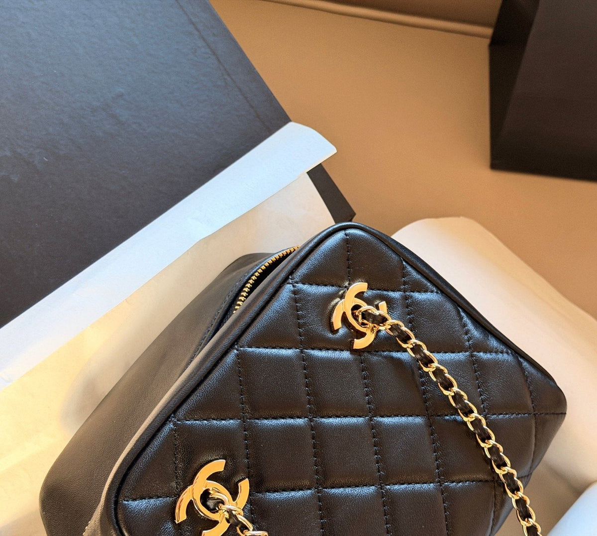 Chanel Quilted Bowling Chain Shoulder Bag — detail