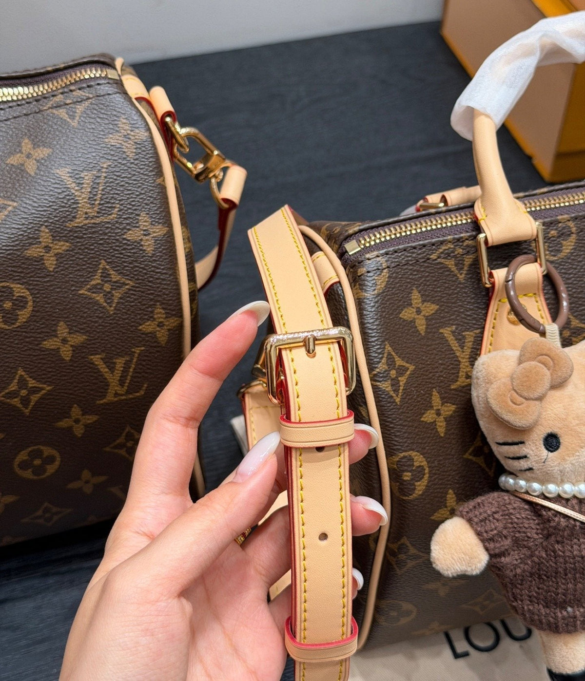 Louis Vuitton Speedy Monogram Barrel Handbag — detail