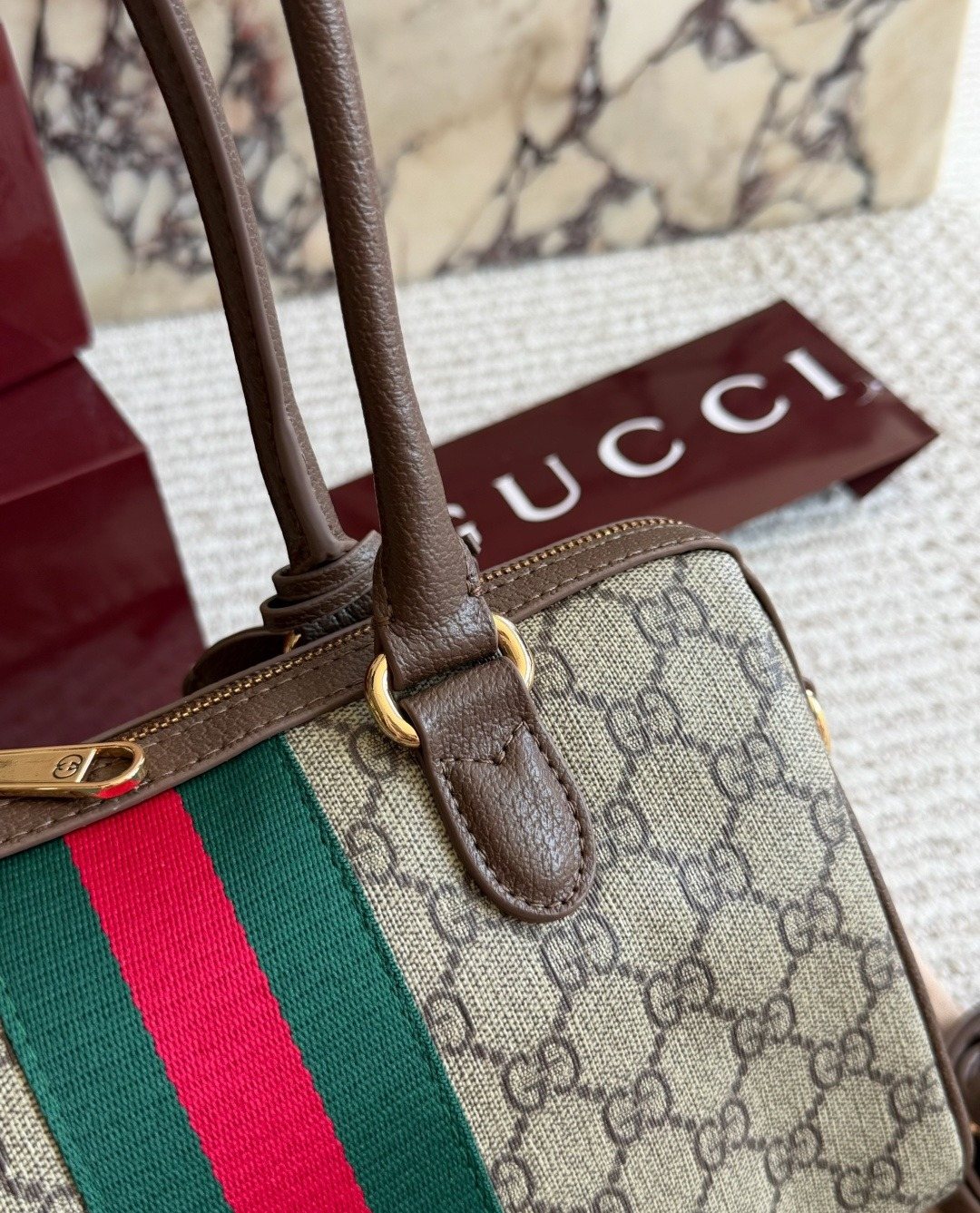 Gucci Borsetto Monogram Boston Bag — detail