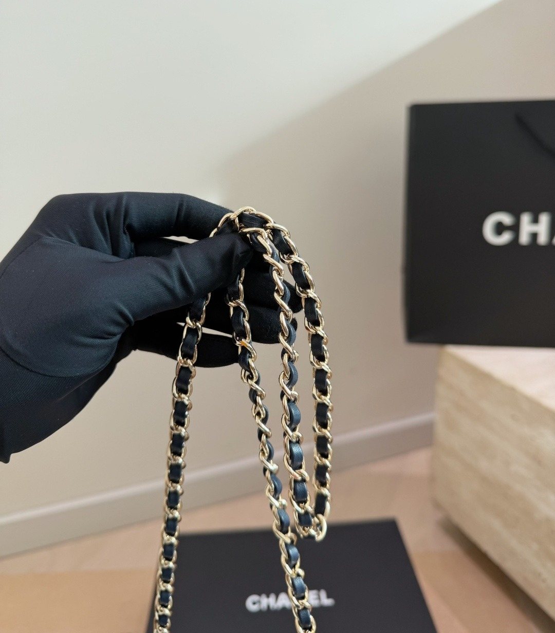 Chanel Diamond-Quilted Denim Top-Handle Bag — detail
