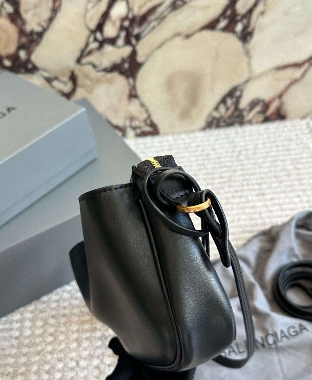 Balenciaga redeo Leather Shoulder Bag — side