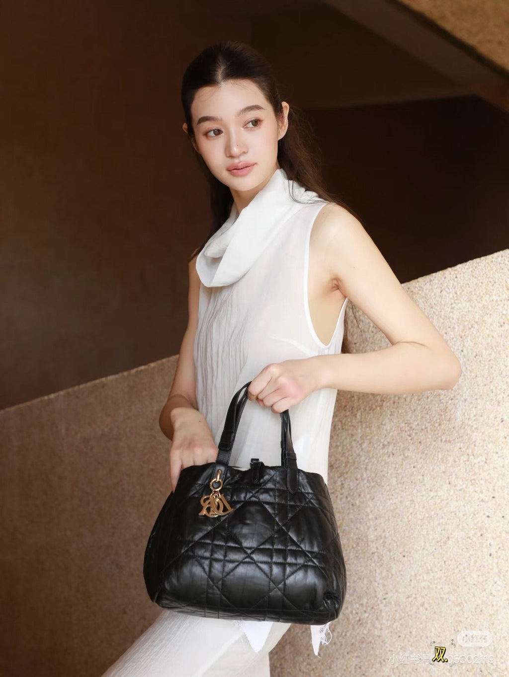 Dior Reversible Toujours Quilted Tote — model