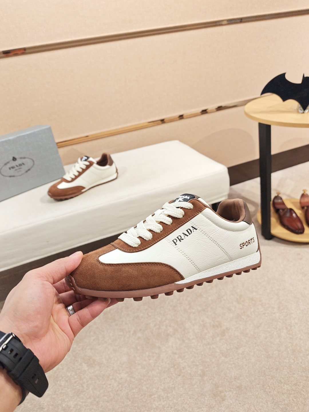 Prada Paneled Low-Top Sneakers — model