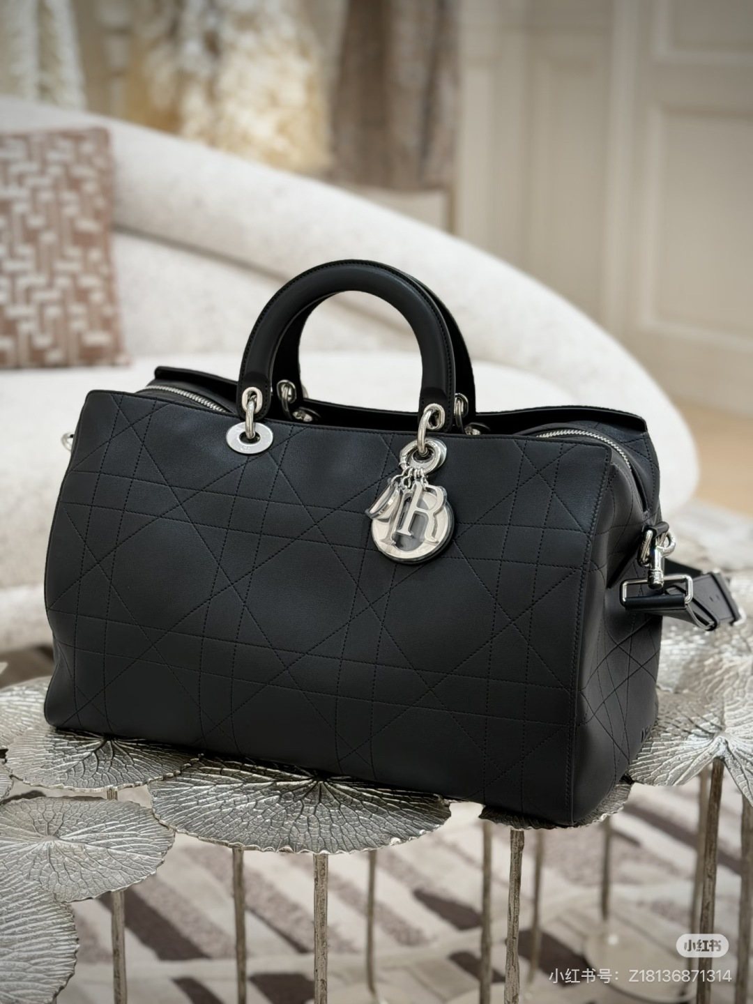 Dior Granville Quilted Top-Handle Bag — side