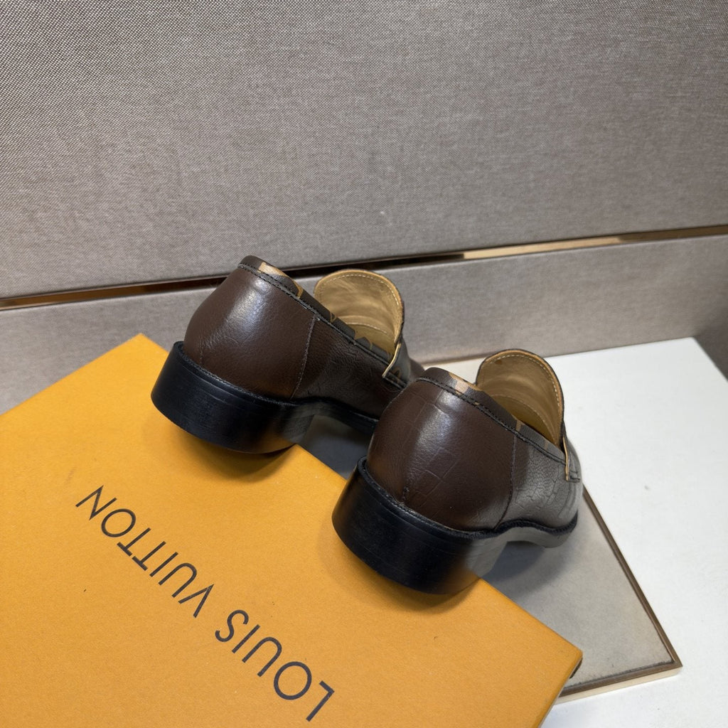 Louis Vuitton Men's Patterned-Strap Loafers — back