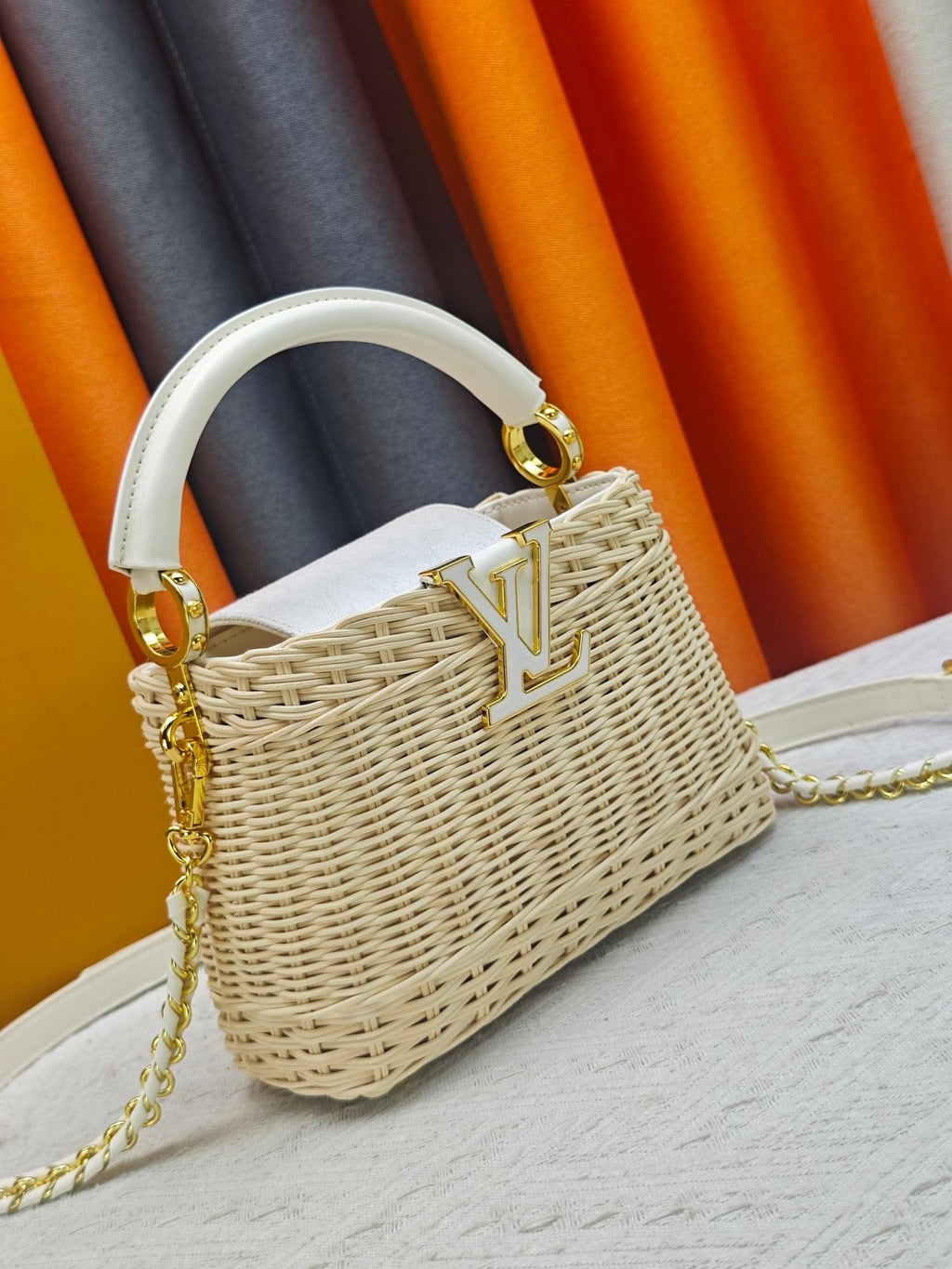 Louis Vuitton Capucines Rattan Top-Handle Bag — side