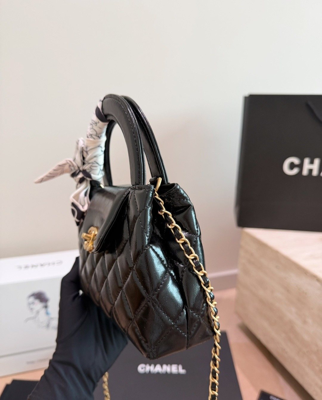 Chanel Kelly Quilted Top-Handle Bag — side