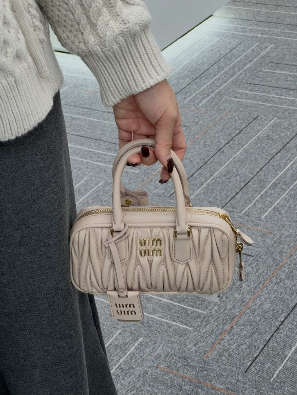 Miu Miu Gathered Bowling Top-Handle Bag — model