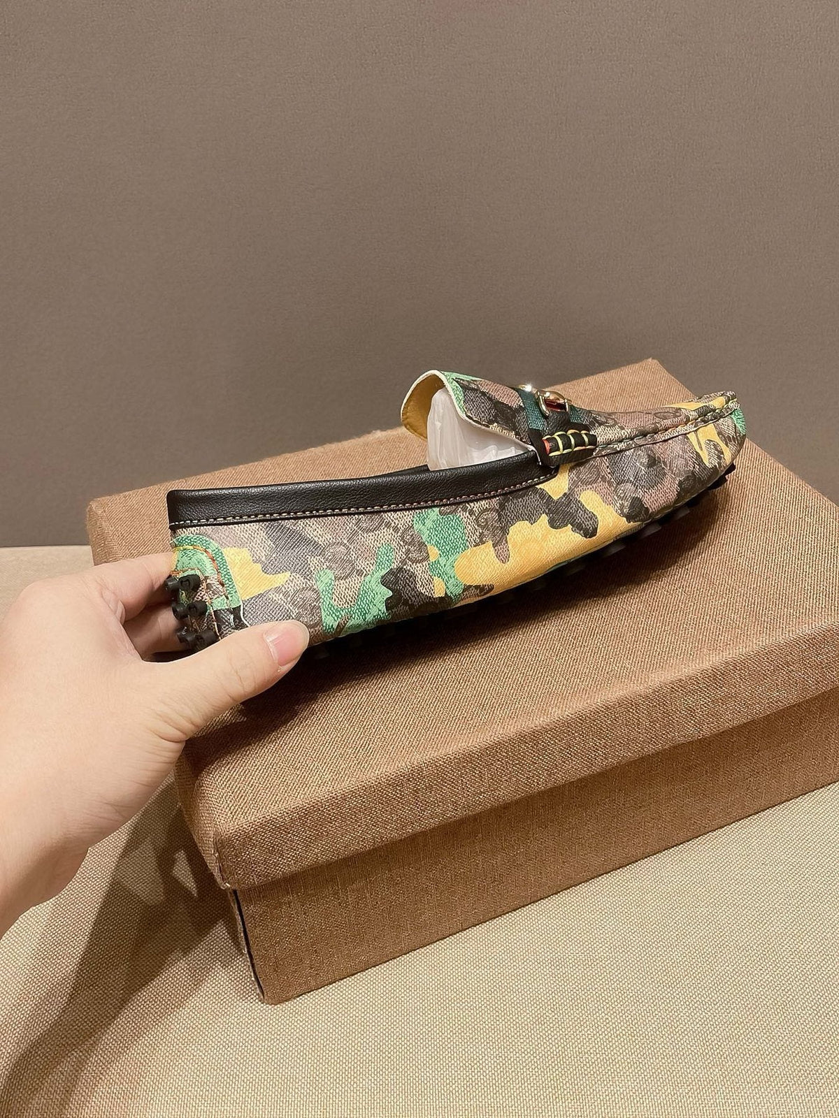 Gucci Patterned Metal-Accent Loafers — side