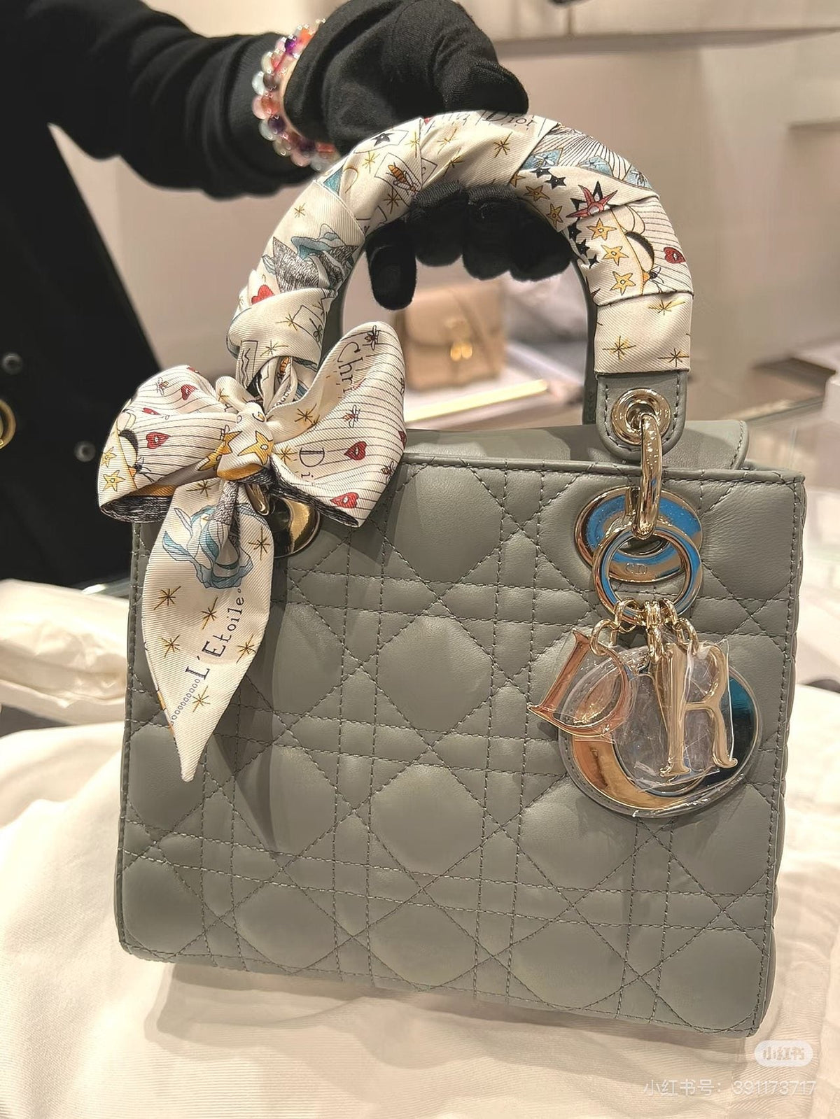 Dior Lady Dior Quilted Top-Handle Bag — front