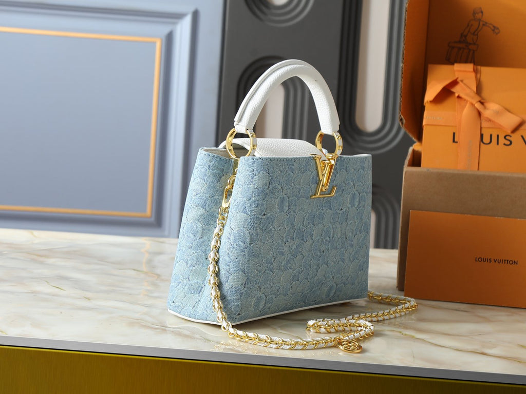 Louis Vuitton Capucines Denim Rendez-Vous Top-Handle Bag — side
