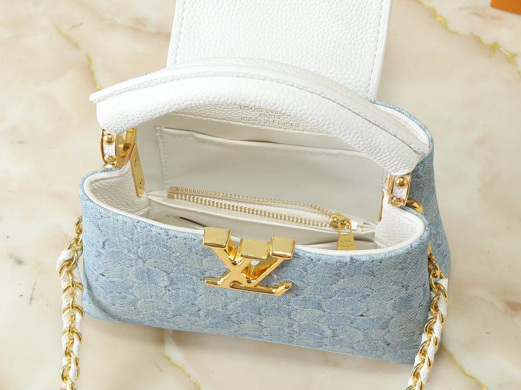 Louis Vuitton Capucines Denim Rendez-Vous Top-Handle Bag — detail