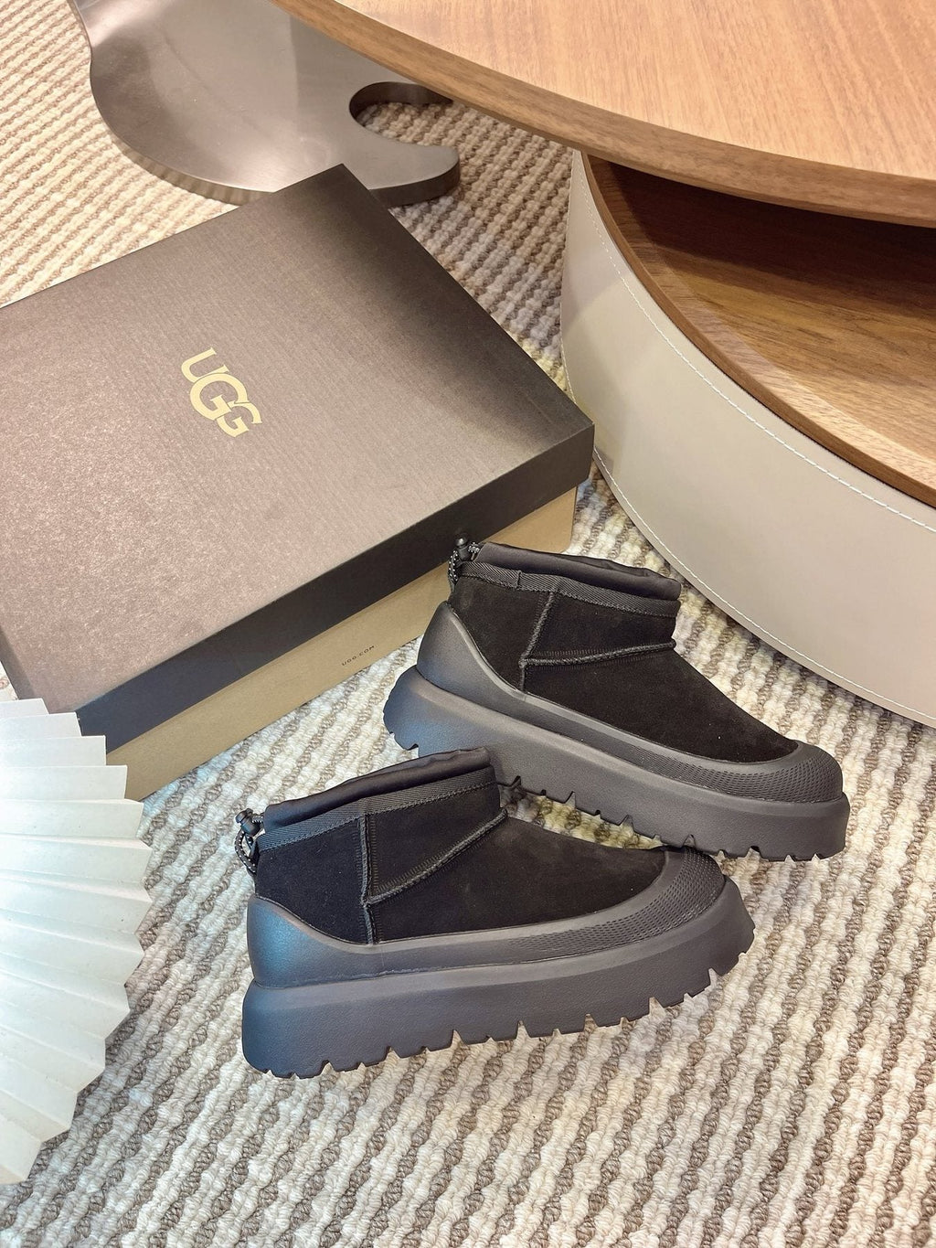 UGG Contrast-Toe Drawstring Ankle Boots — front