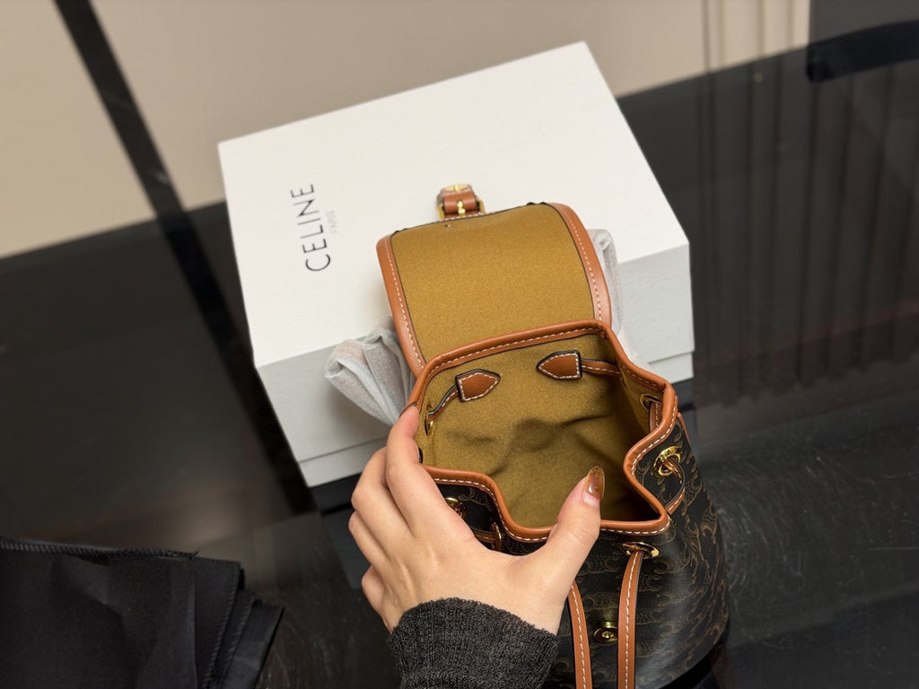 Celine Triomphe Patterned Flap Backpack — front
