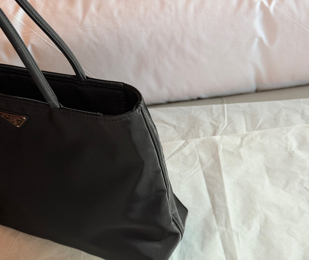 Prada Black Nylon Shoulder Tote — side