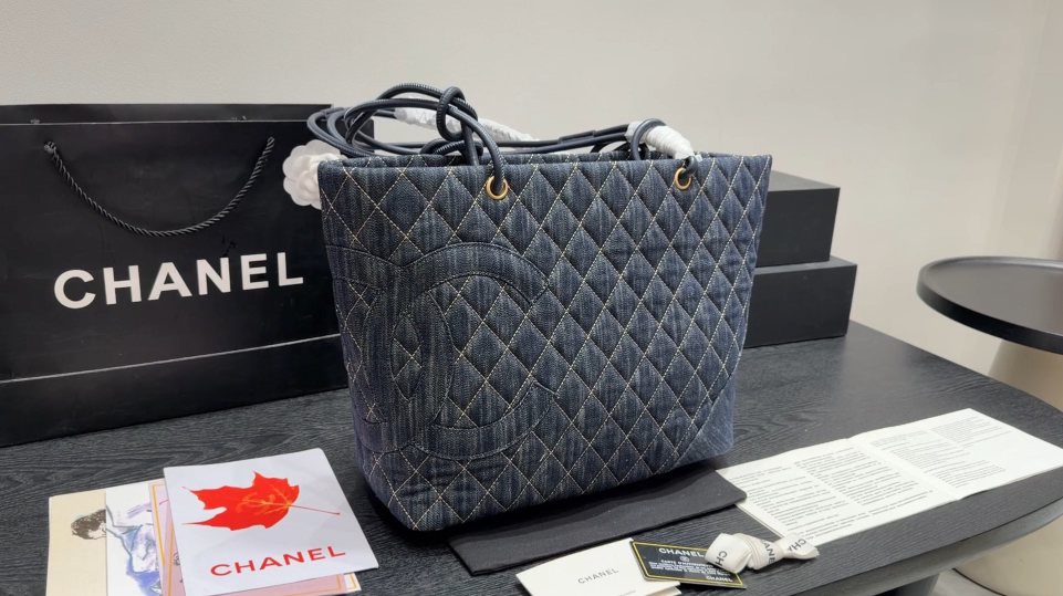 Chanel Cambon Quilted Denim Tote — hero
