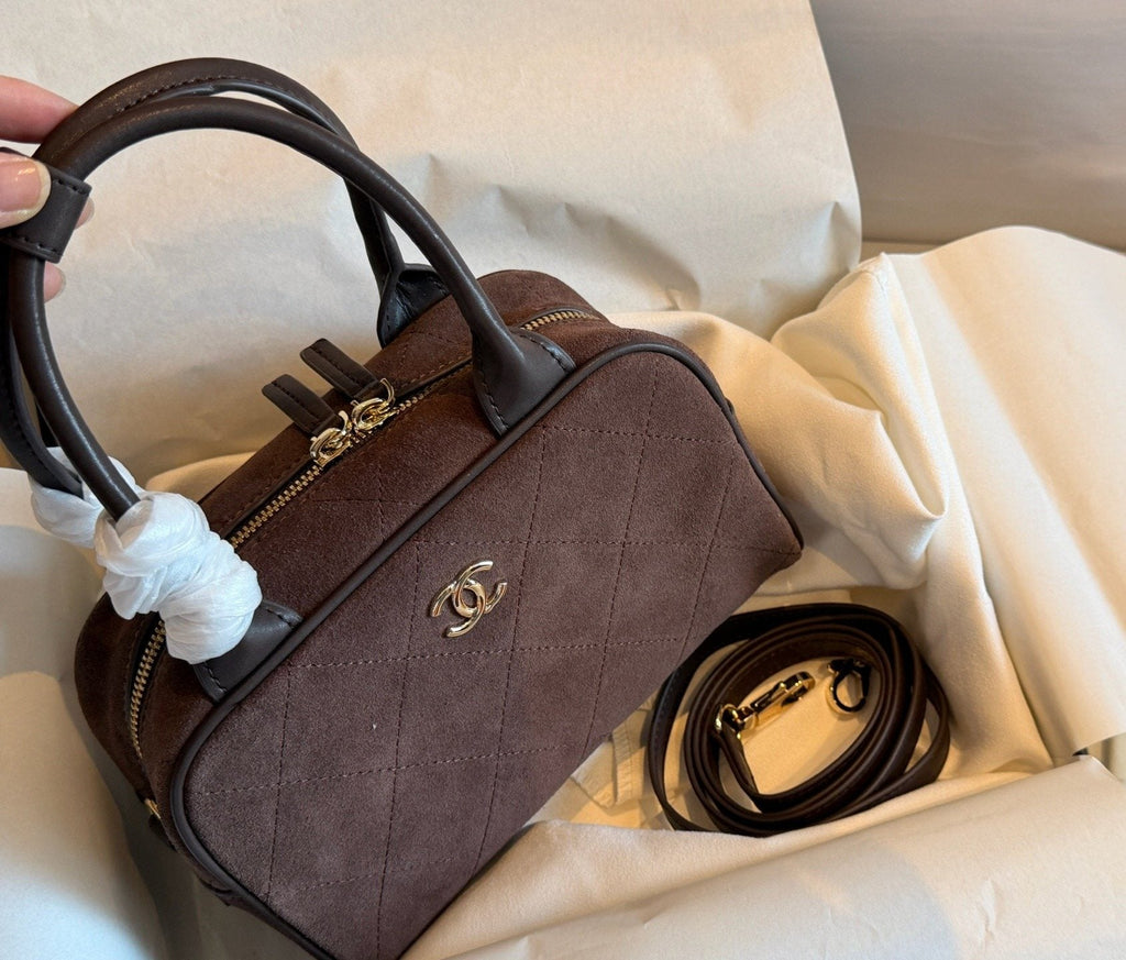 Chanel Diamond-Pattern Bowling Bag — front