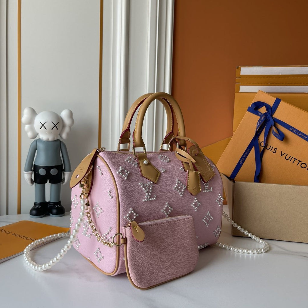 Louis Vuitton Speedy Bandoulière Pearl-Like Motif Satchel — side