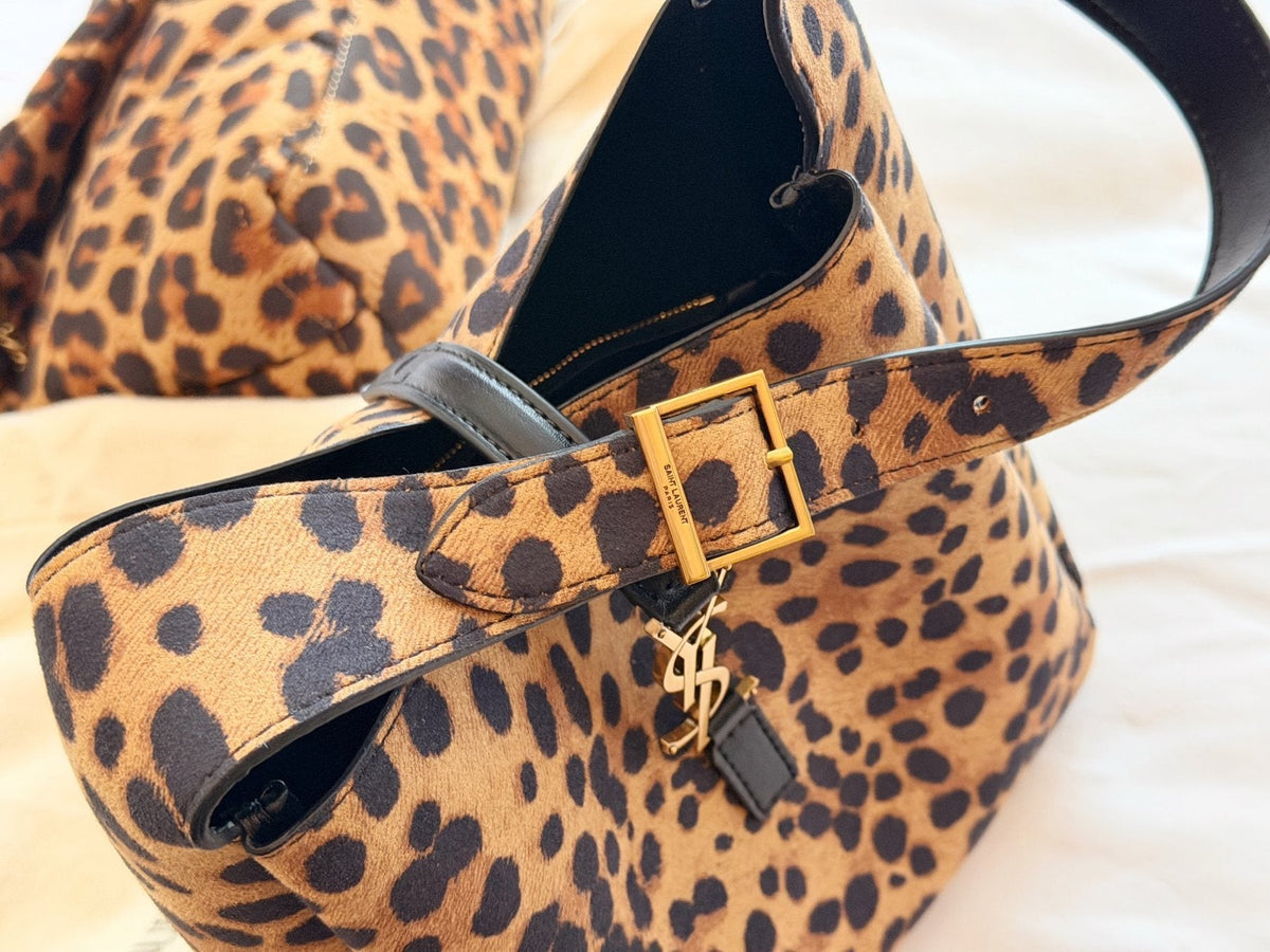Saint Laurent Soft Hobo Leopard-Print Shoulder Bag — detail