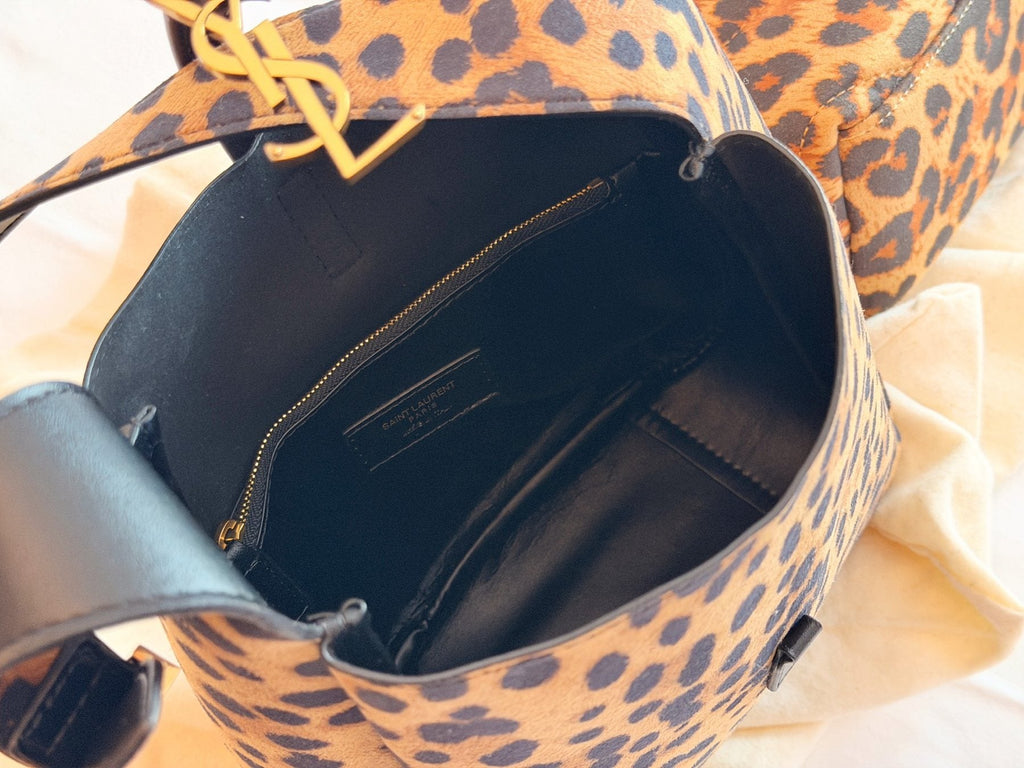 Saint Laurent Soft Hobo Leopard-Print Shoulder Bag — detail
