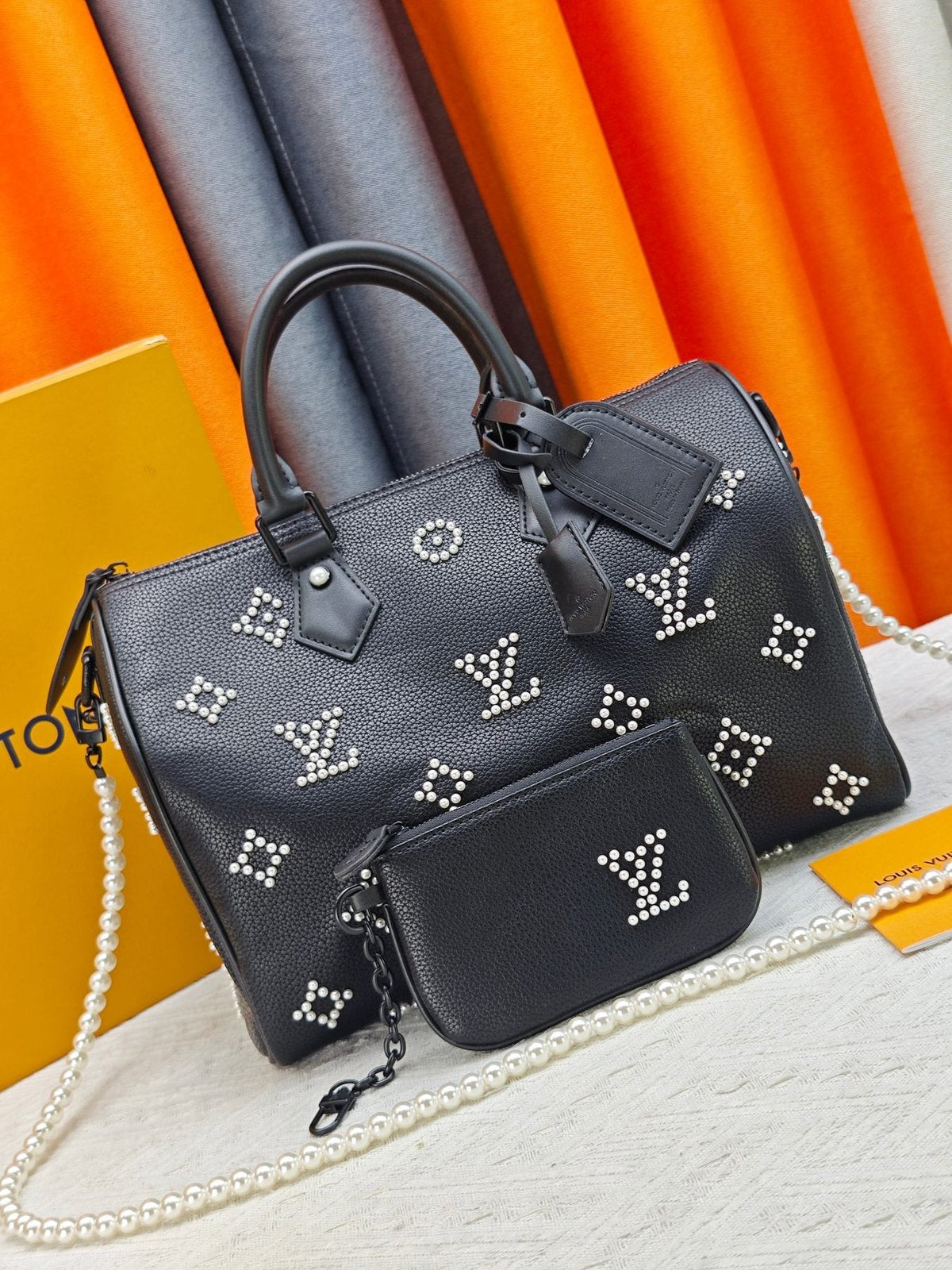 Louis Vuitton Speedy Bandoulière Pearl-Motif Handbag — front