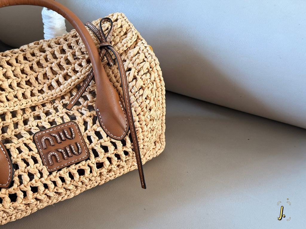 Miu Miu Open-Weave Basket Tote Bag — detail