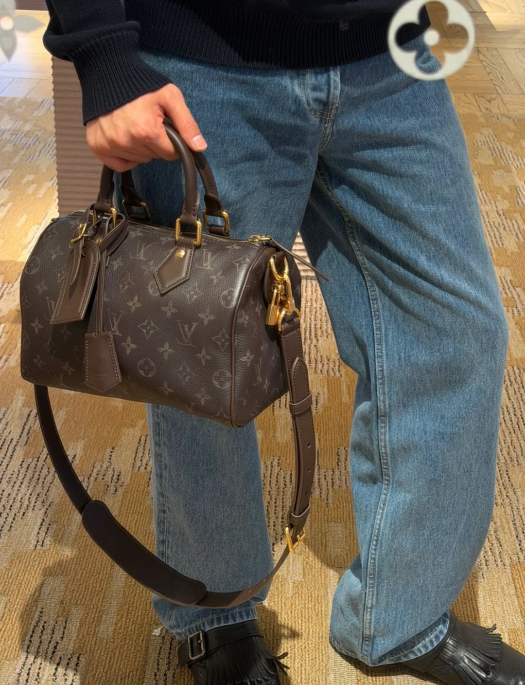 Louis Vuitton Speedy Monogram Duffel-Style Handbag — model