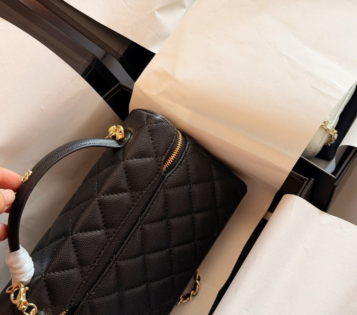 Chanel Diamond-Quilted Box Crossbody Bag — back