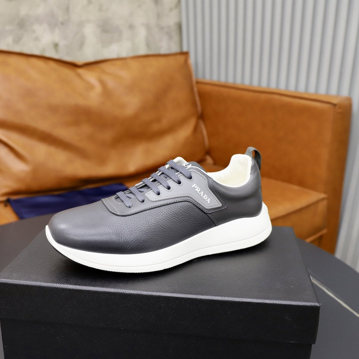 Prada Textured Low-Top Sneakers — side