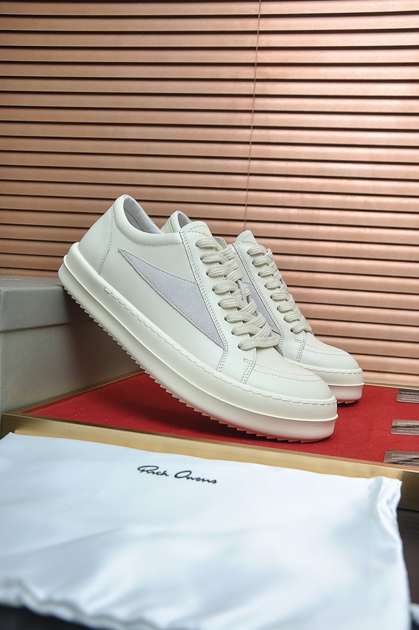 Rick Owens Contrast-Panel Platform Low-Top Sneakers — front