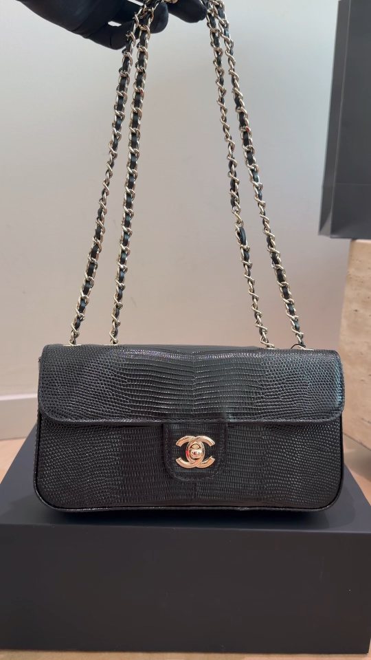 Chanel Reptile-Texture Chain Flap Shoulder Bag — hero