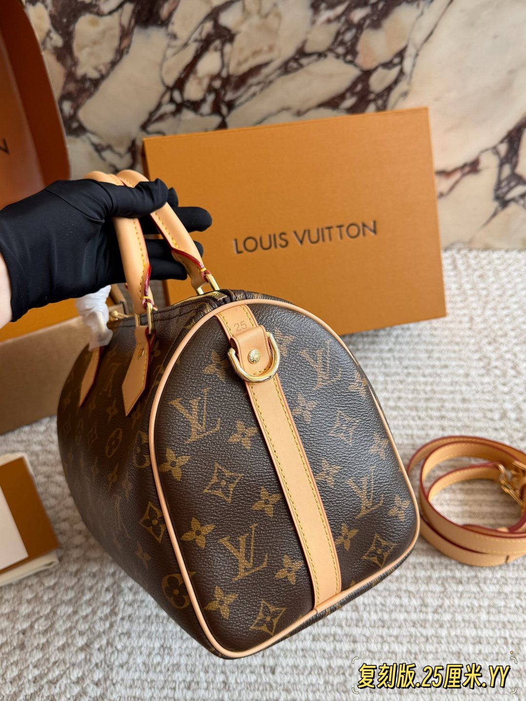 Louis Vuitton Speedy Monogram Satchel — side