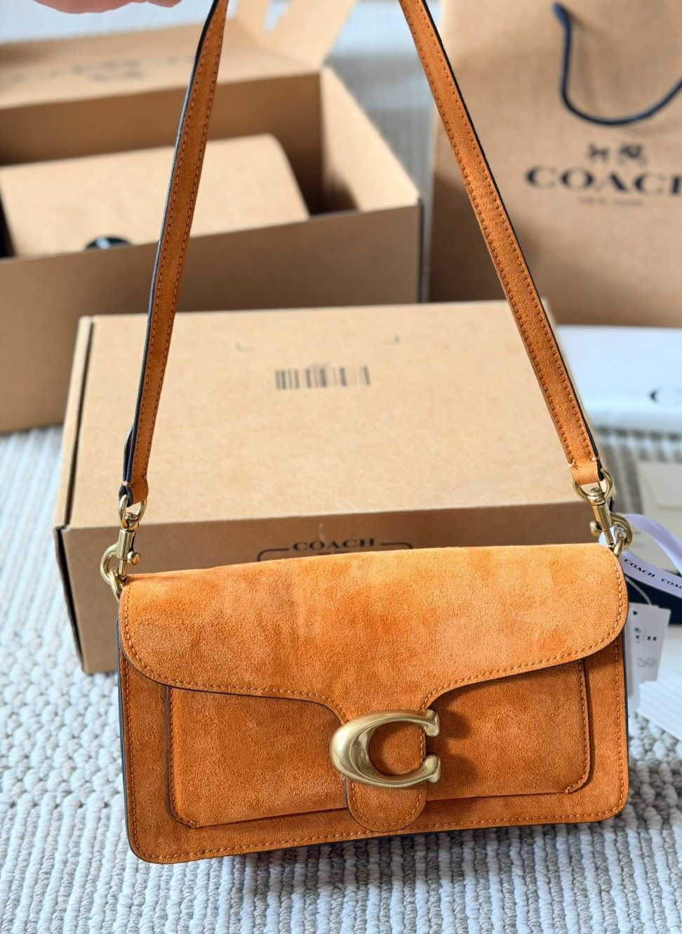 Soft Tabby Suede-Textured Shoulder Bag — front