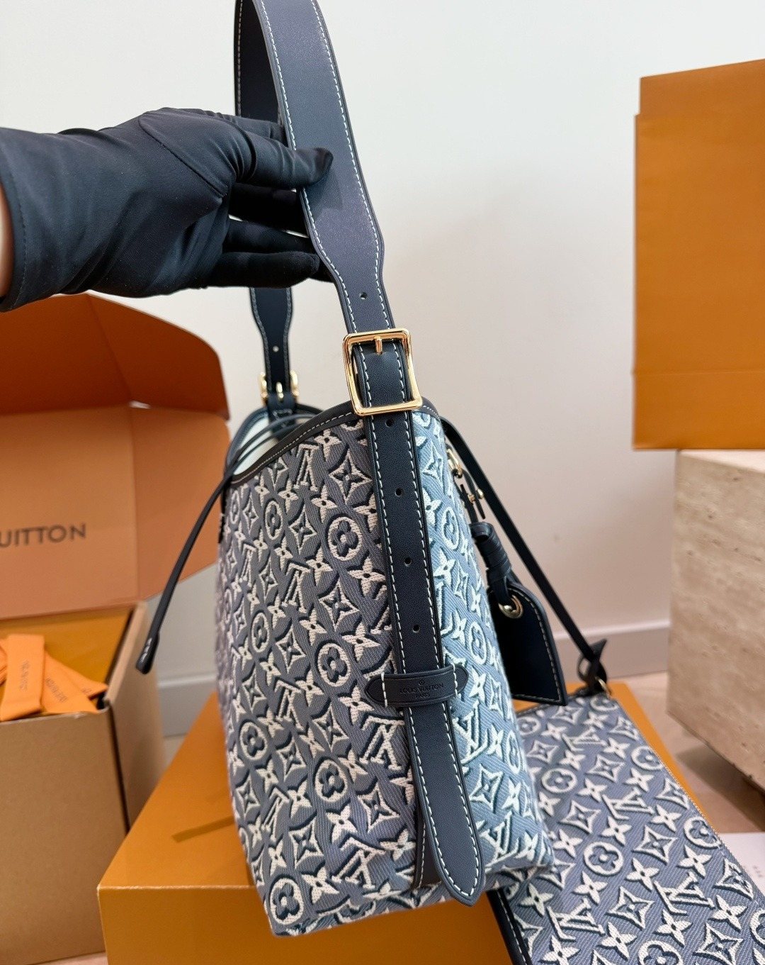Louis Vuitton Carryall Monogram Jacquard Shoulder Bag — side