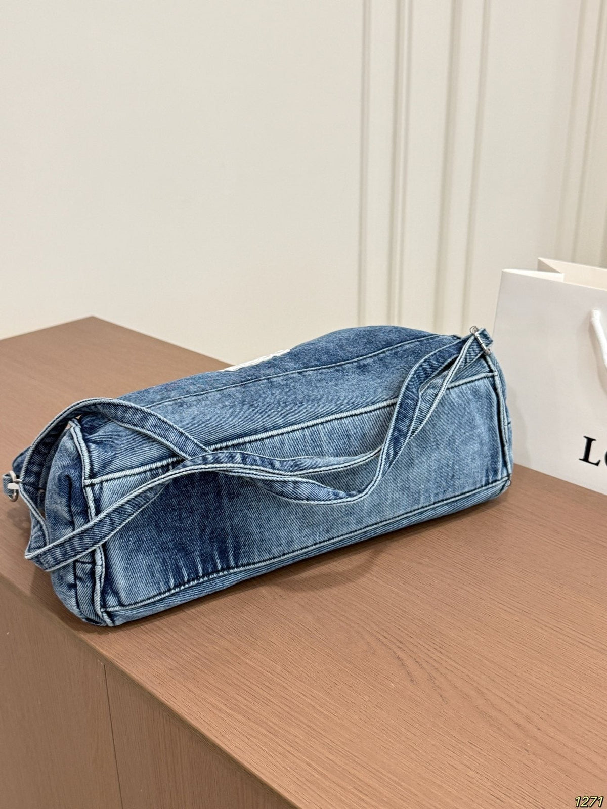 Loewe Denim Anagram Top-Handle Bag — detail