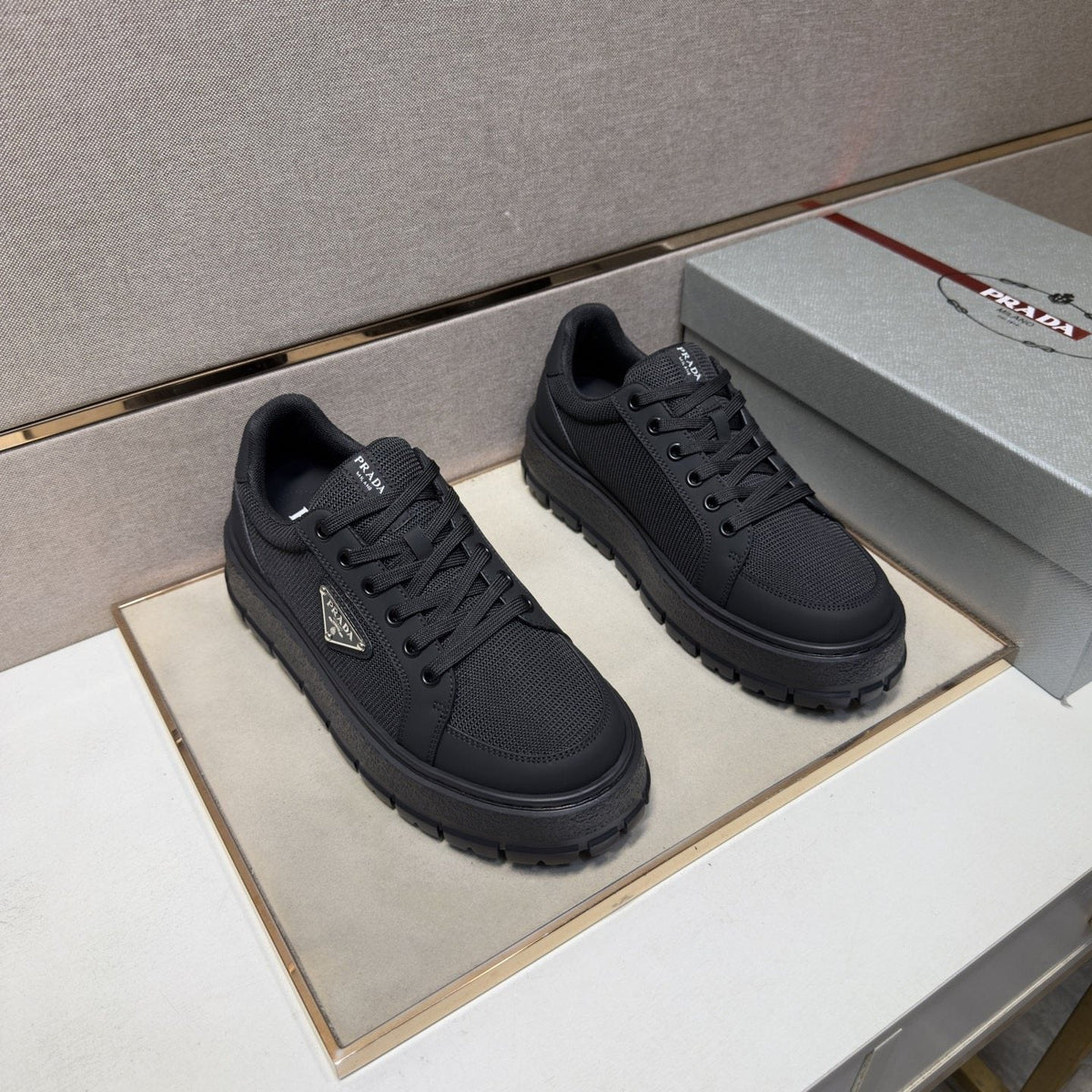 Prada Men's Paneled Low-Top Sneakers — front