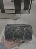 Chanel Quilted Bowling Bag with Jeweled CC Emblem — hero