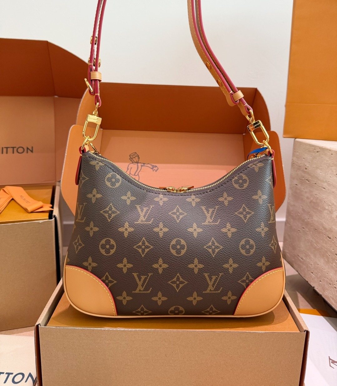 Louis Vuitton Monogram Curved-Top Chain Shoulder Bag — back