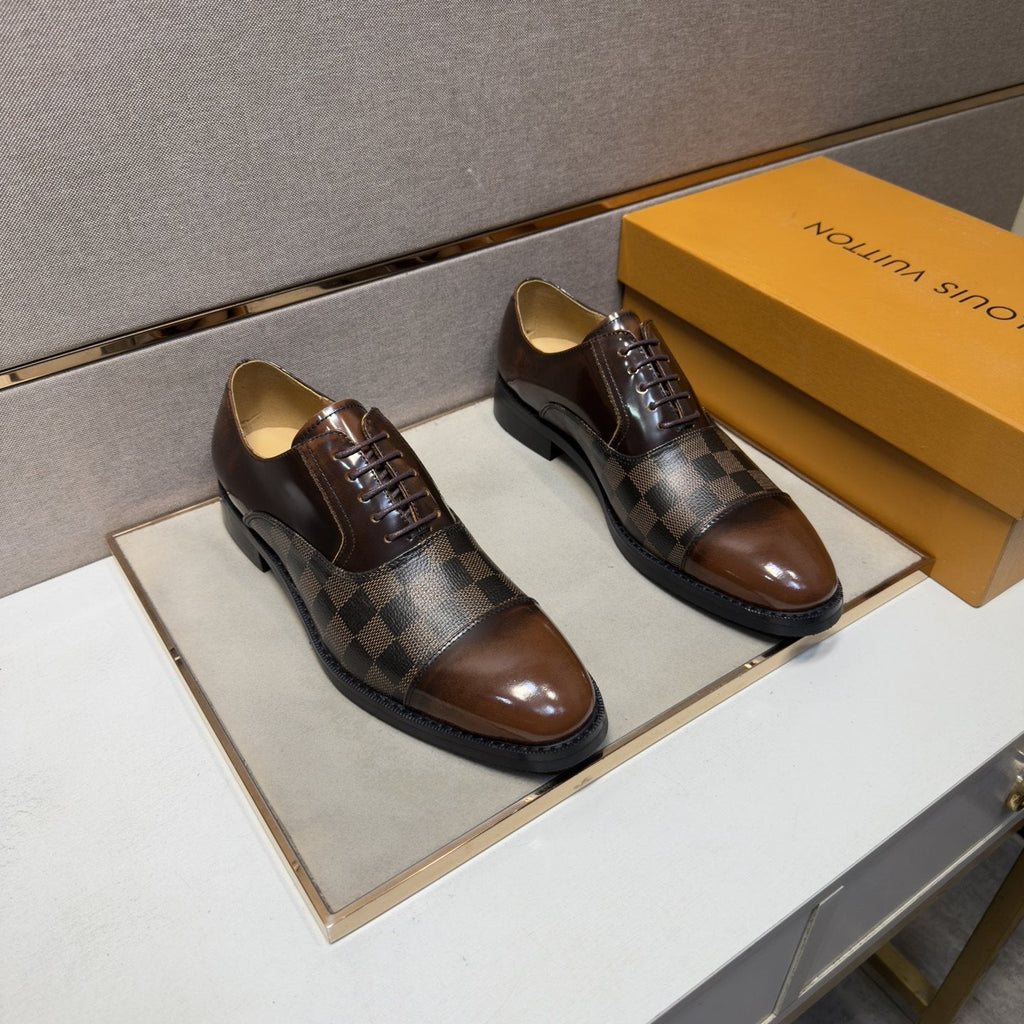 Louis Vuitton Check-Panel Lace-Up Dress Shoes — front